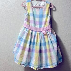 Carters Girls Dress 4t Pastel Plaid Lined Bow Party Easter church spring dress